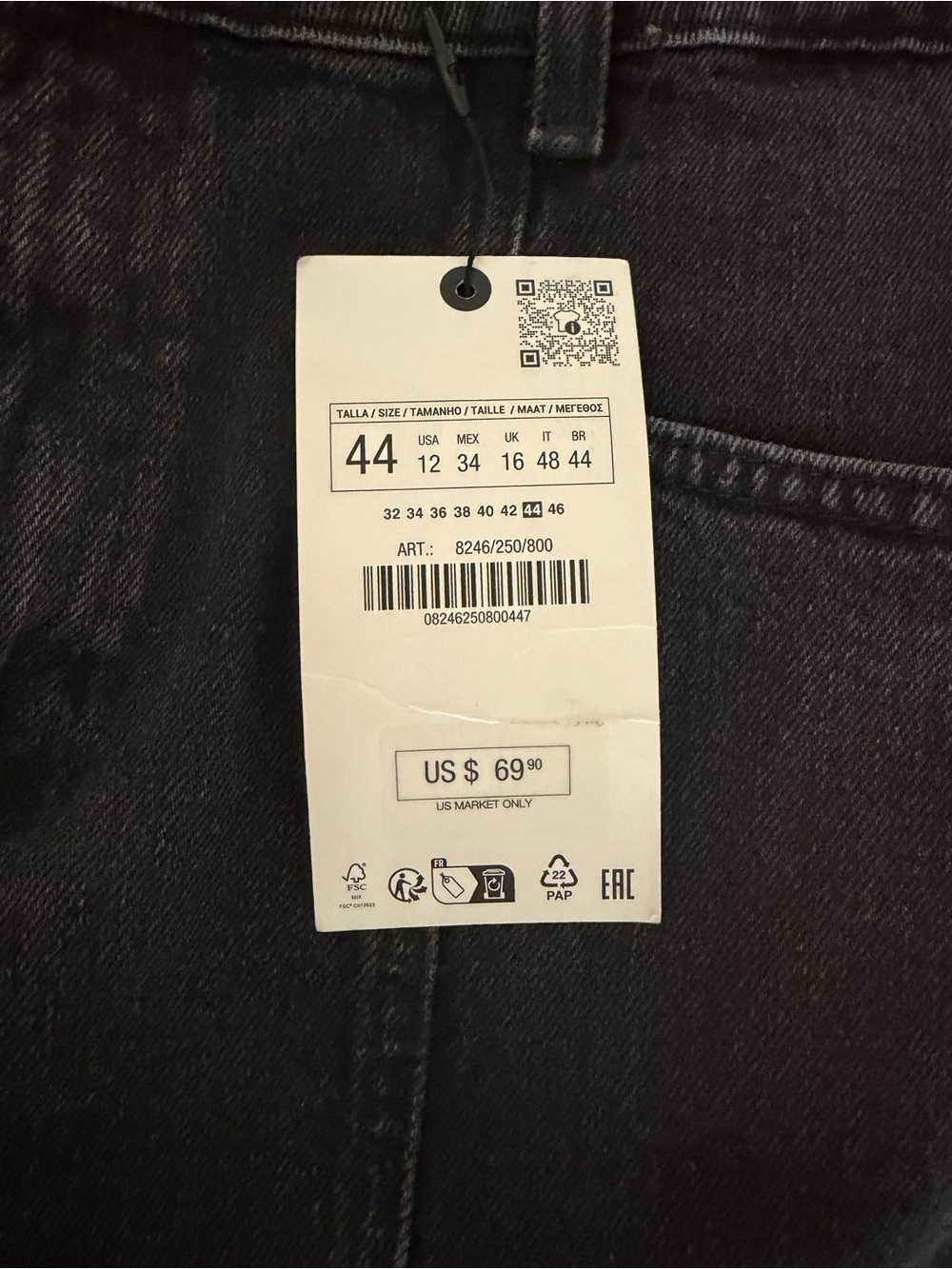 Zara Black Slim women’s Jeans - Minimalist Denim size 44/ usa 12